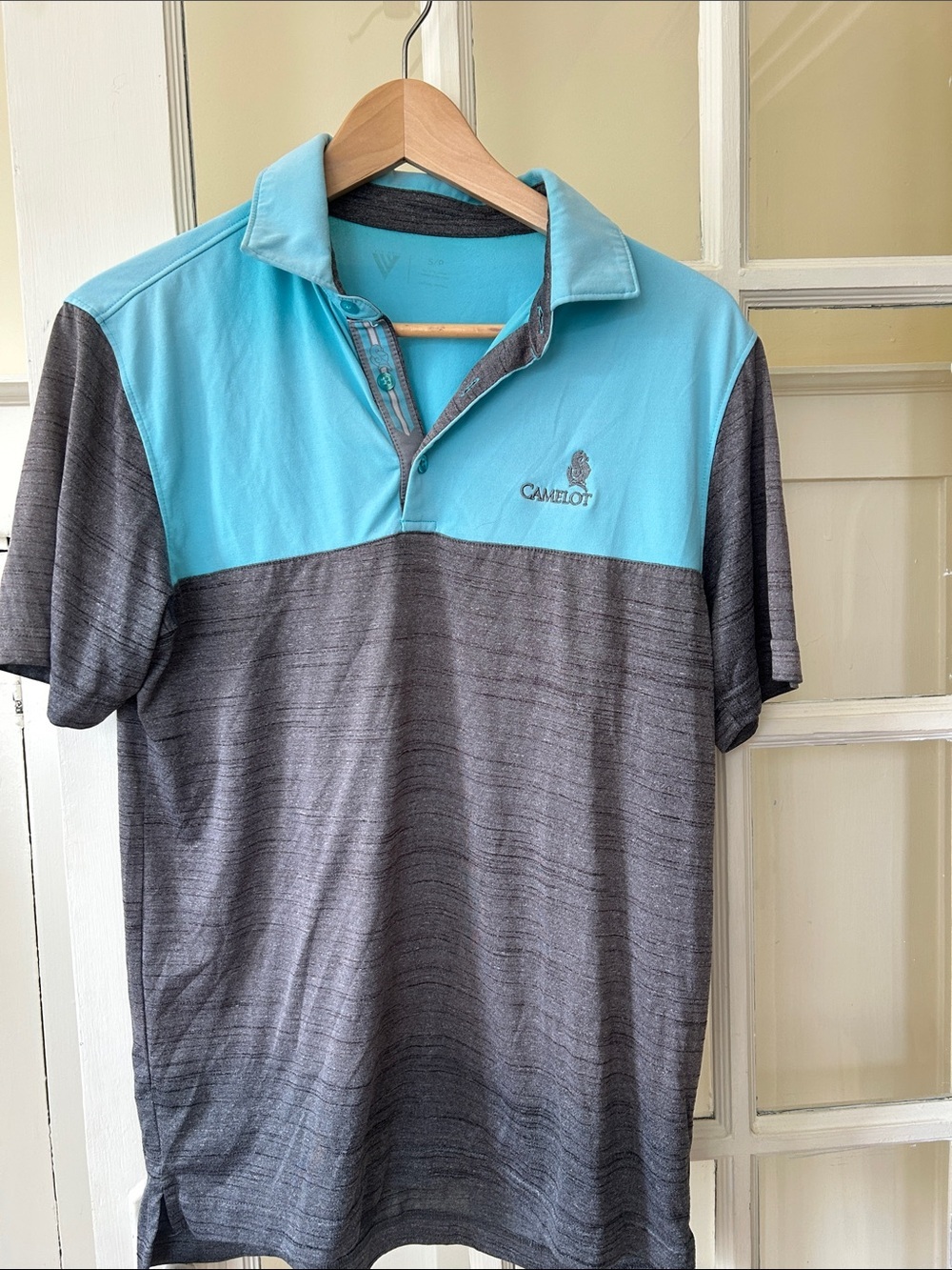 Men's Two-Tone Aqua and Gray Polo Shirt, small / medium